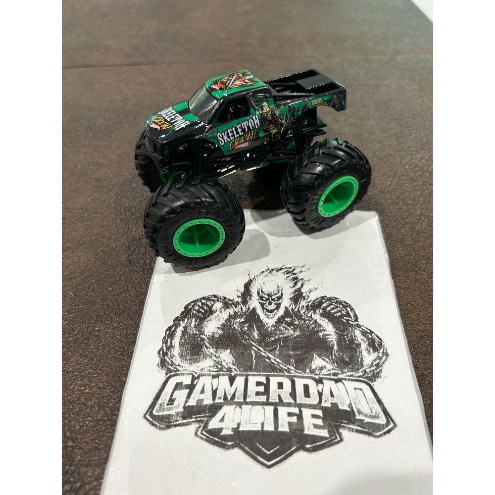 Hot Wheels Monster Jam Trucks Skeleton Crew 1:64 Black Large Wheels Loose Used